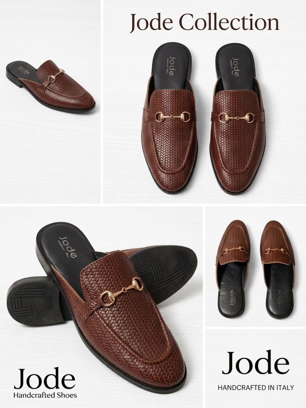 Jode Men’s Brown Woven Leather Mule / Loafers Slip-On